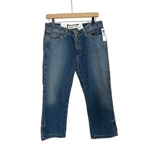 Gap Cropped Boot Cut Jeans Stretch Women Size 10 Denim Curved Hem Slightly Loose